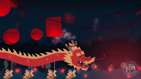 Lunar New Year Slow Mo Dragon Dance GIF