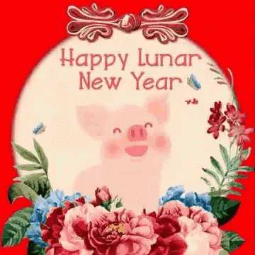 Lunar New Year With Pig In The Middle GIF
