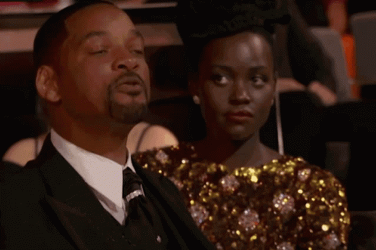 Lupita Nyong'o And Will Smith At Oscars GIF