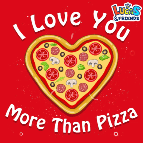 Luv U Heart Pizza Graphics Art GIF