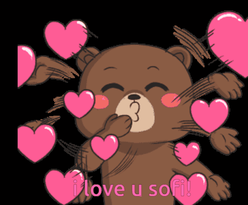 Luv U Mocha Cartoon Blowing Hearts GIF