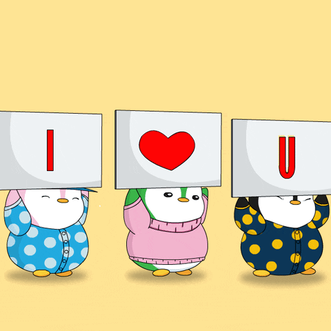 Luv U Pudgy Penguin Placards GIF