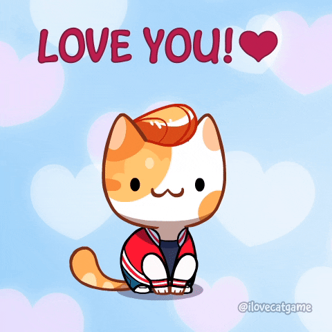 Luv U Smiling Cartoon Kitty GIF