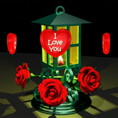 Luv U Spinning Heart Lantern GIF
