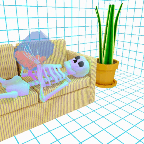 Lying On The Couch Skeleton GIF