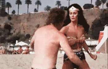 Lynda Carter Wonder Woman Beach GIF