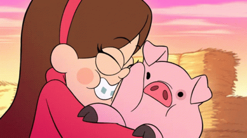 Mabel Pines Hugging Pig GIF