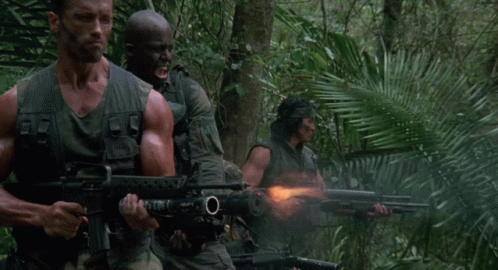 Predator Arnold Schwarzenegger Machine Gun GIF