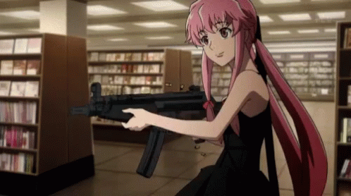Yuno Gasai Machine Gun GIF