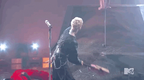 Machine Gun Kelly Smashing Guitar GIF