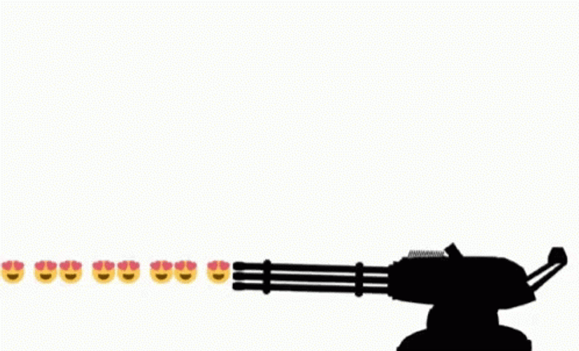 Machine Gun Loaded With Heart Eyes Emoji GIF