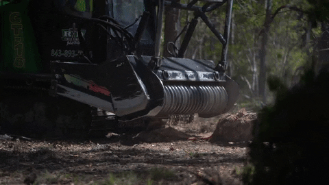 Machine Shredding Tree To Generate Mulch GIF