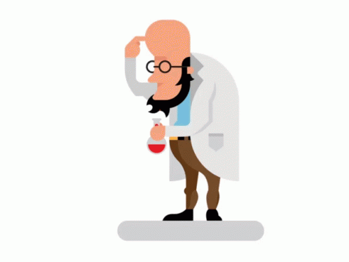 Mad Scientist Bubbling Flask Head Scratch GIF