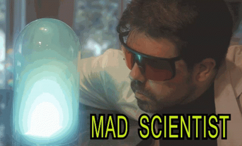 Mad Scientist Glowing Glass Bulb GIF