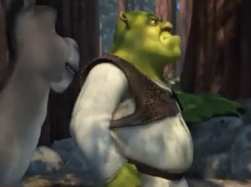 Mad Shrek Trying To Scare Donkey GIF