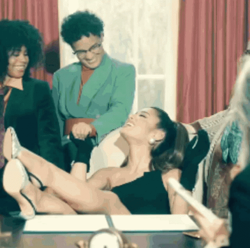 Madam President Ariana Grande Laughing With Staff GIF