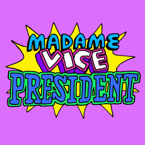 Madame Vice President Is Written On A Purple Background GIF