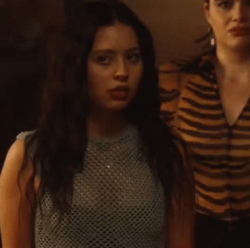 Maddy Perez Confused Looking Back GIF