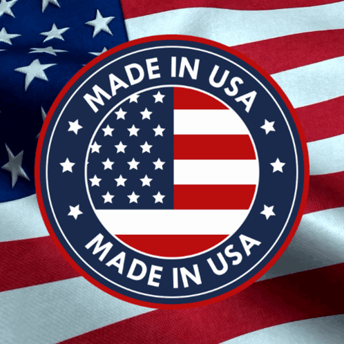 Made in USA Sticker with American Flag