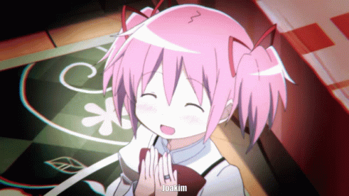 Madoka Magica Happy Kaname Blush Clapping GIF