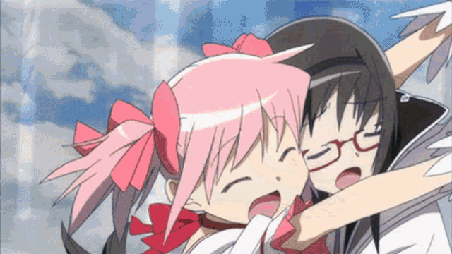 Madoka Magica Kaname Homura Akemi Happy Hug GIF