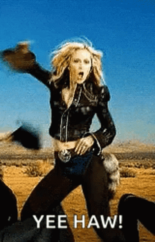 Madonna cowgirl yee haw gif.