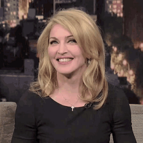 Madonna smiling interview gif.