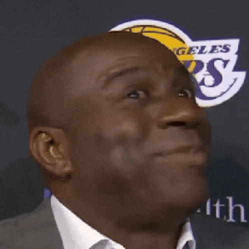 Magic Johnson Head Shaking Lakers GIF