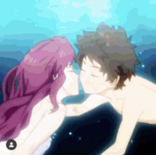 Magical Anime Fireworks Kiss GIF 