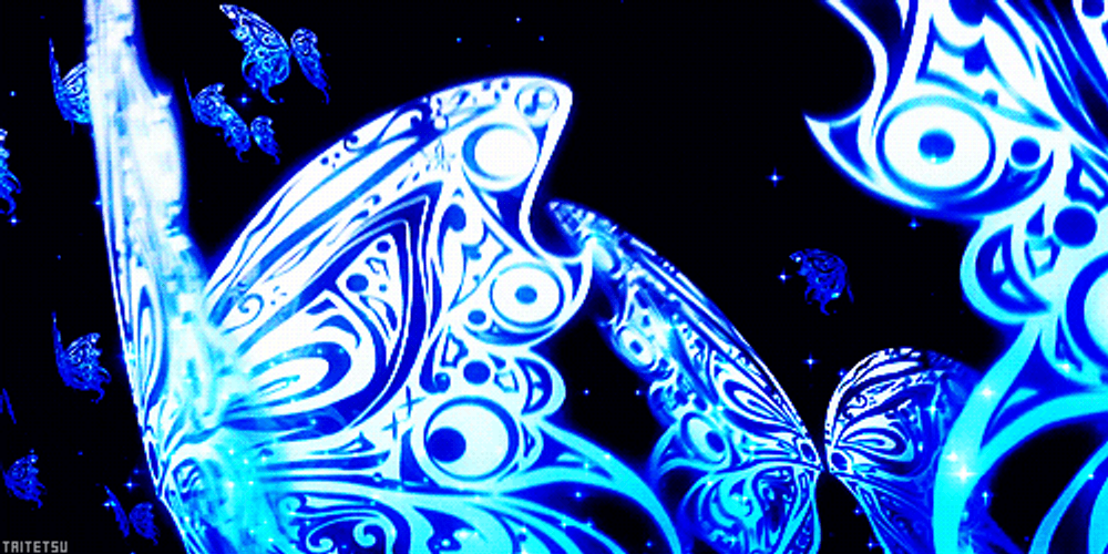 Magical Butterflies Glowing In The Dark GIF