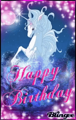 Magical Happy Birthday Unicorn Greeting GIF