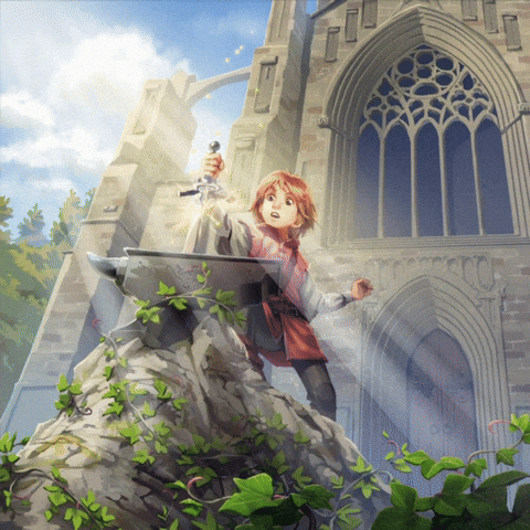 Magical Sword Panted On Anvil GIF