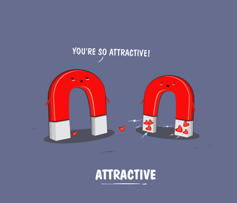 Magnet Couple In Love Hearts Attract Valentines Day GIF