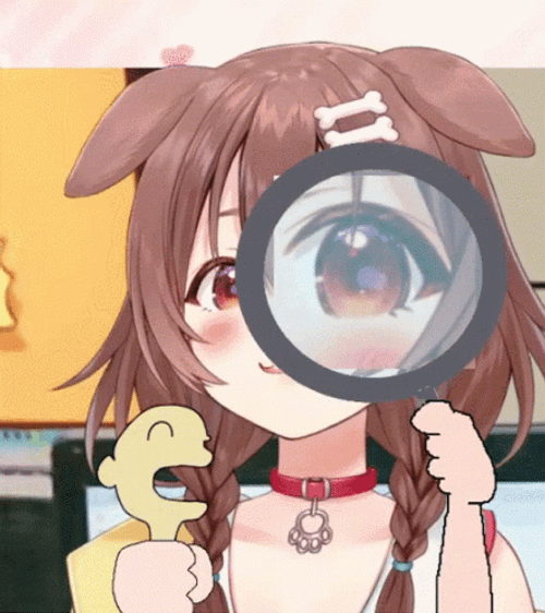 Magnifying Glass Brown Haired Big Eyes Anime Girl GIF