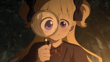 Magnifying Glass Happy Blonde Cute Girl Anime Inspecting GIF