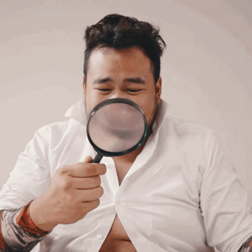 Magnifying Glass Magnify Below Make Man Happy GIF