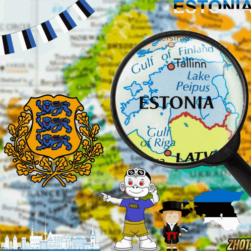 Magnifying Glass Map of Estonia and Gulf of Finland