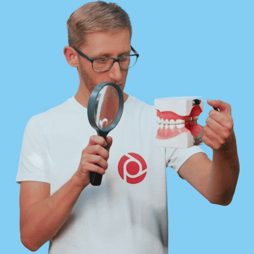 Magnifying Glass Nerd Inspect Big Teeth Model GIF