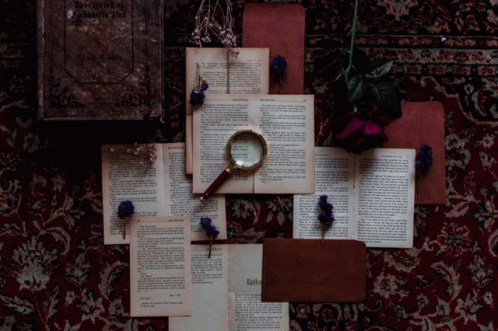 Magnifying Glass on Books Saying Agatha Christie
