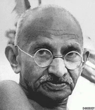 Mahatma Gandhi in Glasses Talking to Woman in Garden