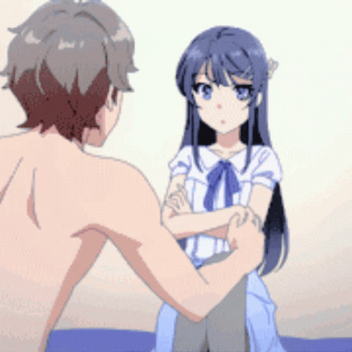 Mai Sakurajima Kick Yuma Kunimi GIF