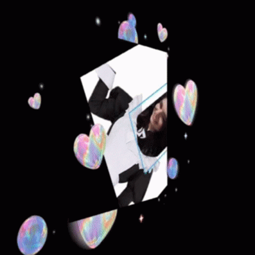 Maid Costume Woman Surrounded by Hearts and Bubbles