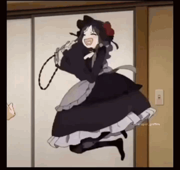 Maid Girl Jumping Holding Rope GIF
