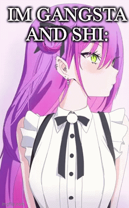 Maid Girl with Purple Hair and Green Eyes