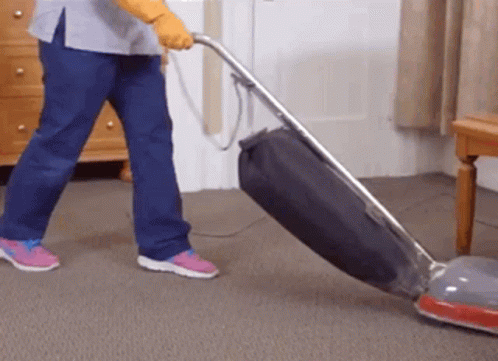 Maid Vacuum Cleaning On Carpet GIF