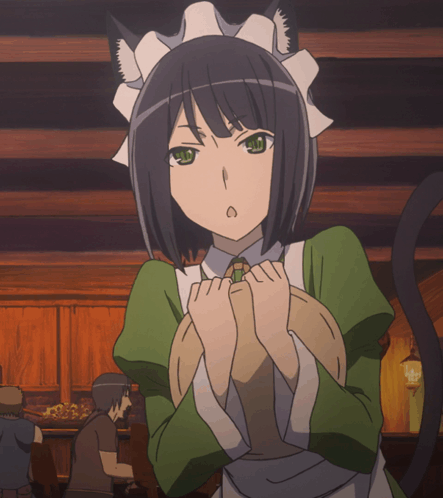 Maid With Cat Ear on Head Holding Something