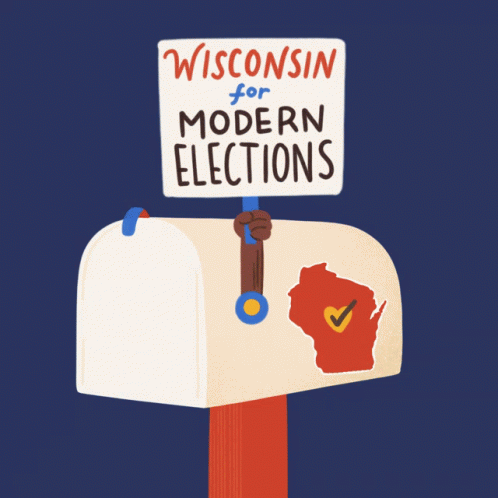 Mailbox Holding Wisconsin Sign for Modern Elections
