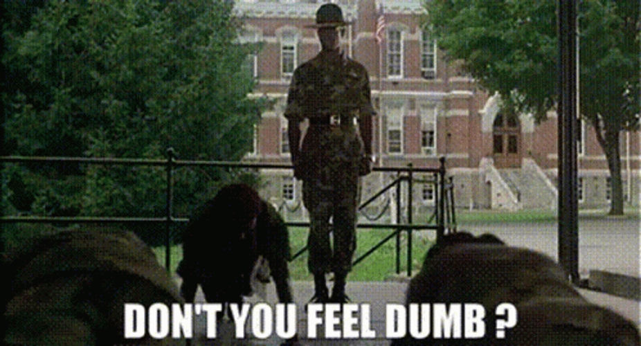 Major Payne Attention Stance Feel Dumb Meme GIF