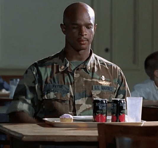 Major Payne Dining Hall Snapping Soda GIF