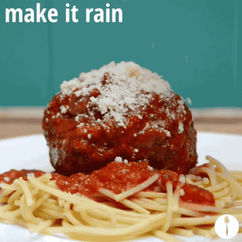 Make It Rain Meatball Spaghetti GIF